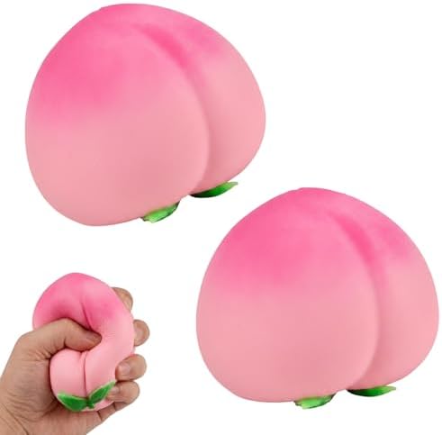2 pack peach squishy soft slow rising squeeze fidget toys in pink