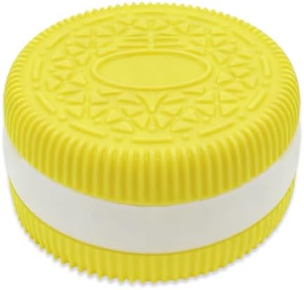 Yellow sandwich biscuit cookie squishy with white cream stripe