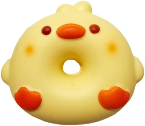 Yellow chick-shaped donut squishy with rosy cheeks