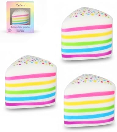 3 pack rainbow cake squishy jumbo sensory squeezer