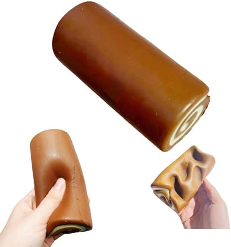 Chocolate squishy swiss roll log with spiral end