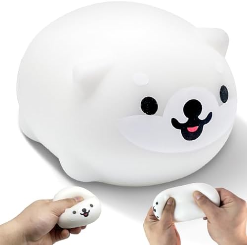 Pure white chubby Shiba mochi dog squishy