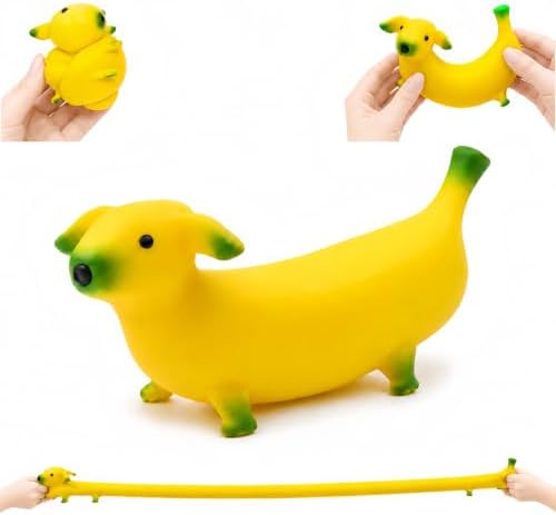 Yellow banana dog stretchy squishy fidget toy
