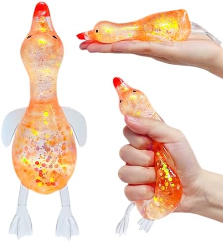 Orange amber glitter duck squishy sparkle fidget toy