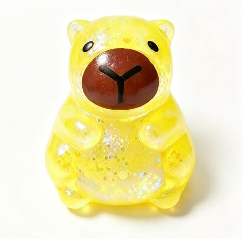 Yellow glitter capybara squishy squeeze sensory stress toy