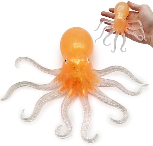 Orange stretchy octopus squishy squeeze fidget toy