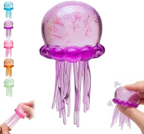 kawaii gel ball squishy jellyfish purple glitter squeeze toy