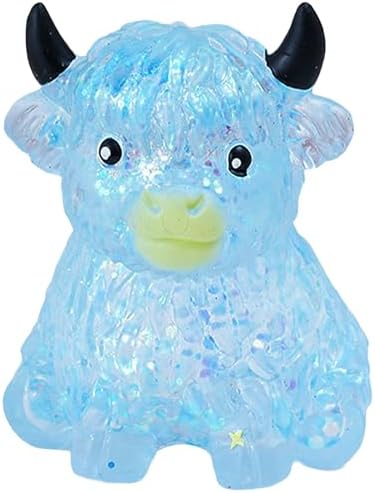 Blue glitter highland cow squishy slow rising sensory toy