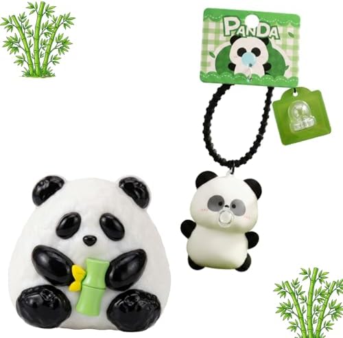 Cute panda squishy holding a green bamboo shoot