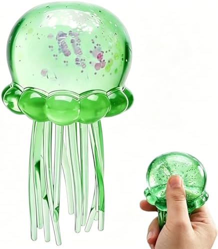 Green jellyfish squishy slow rise squeeze stress ball toy