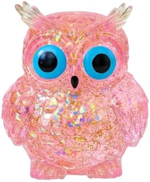 Pink owl squishy slow rising glitter squeeze sensory toy