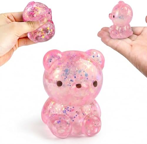 Pink glitter cute mini bear squishy slow rising squeeze toy