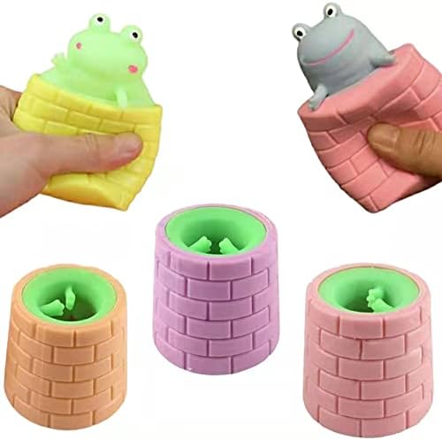 Pop up frog squishy cup squeeze fidget toy set