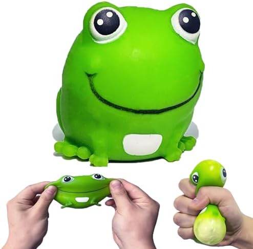 Jumbo green frog squishy with big eyes squeeze stress relief toy