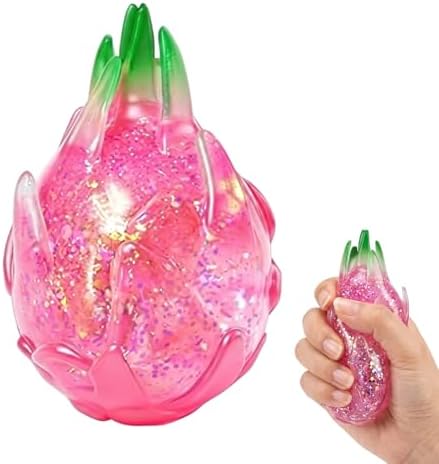 Glitter dragon fruit squishy sparkly squeeze sensory toy