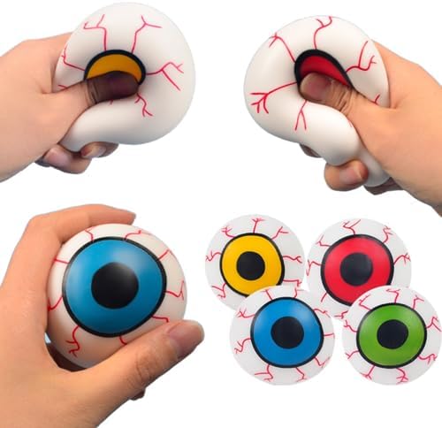 Classic eyeball squishy squeeze stress ball in blue, red, yellow and green