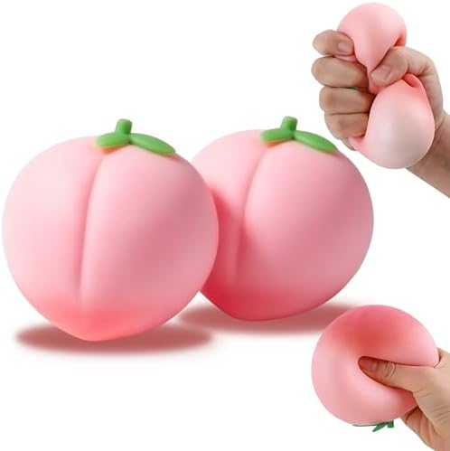 Peach squishy duo two round pink peaches soft slow rising squeeze 2 pack