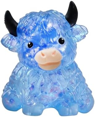 Blue crystal bead highland cow squishy