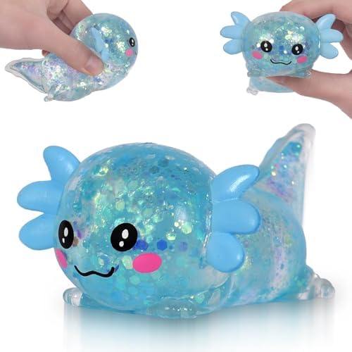 Sky blue axolotl squishy soft mochi squeeze fidget toy