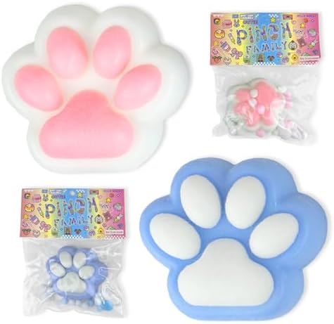 Blue and pink cat squishy paw two pack