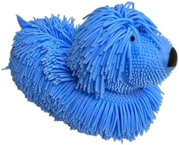 Blue shaggy noodle puffer dog squishy
