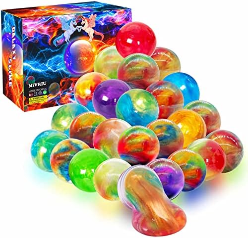 Scented bright rainbow galaxy squishy ball slime orbs, 24 pack