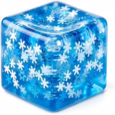 Blue snowflake glitter gel squishy block cube