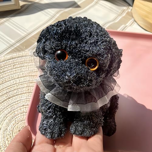 Handmade black poodle dog squishy with lace collar