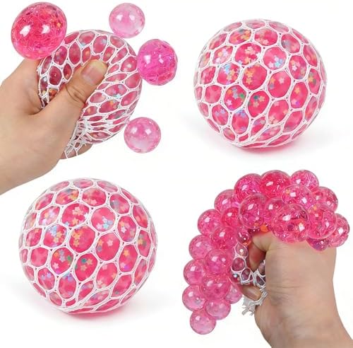 Pink glitter mesh squishy ball soft squeeze fidget toy