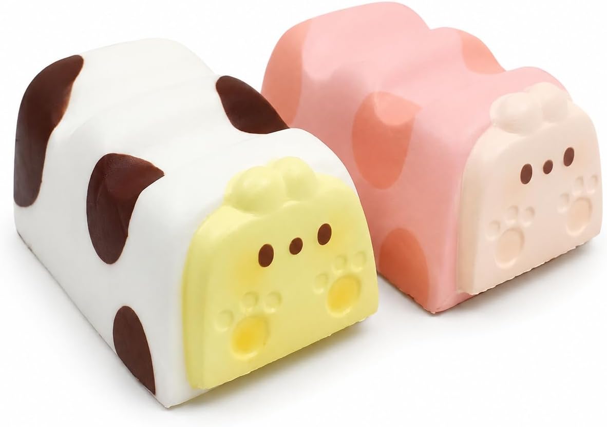 2 pack loaf bunny squishy slow rising squeeze stress toy set