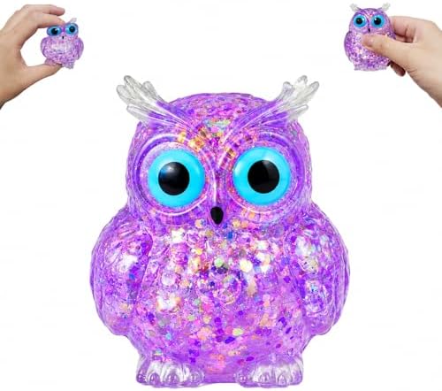 Purple glitter fidget owl squishy slow rising squeeze toy