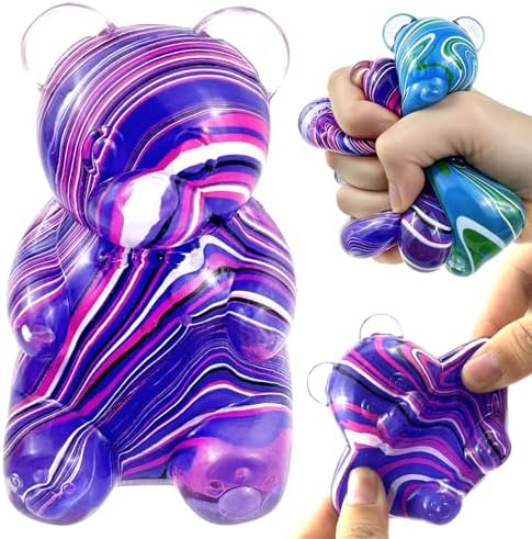 Purple swirl marble bear squishy slow rising squeeze toy