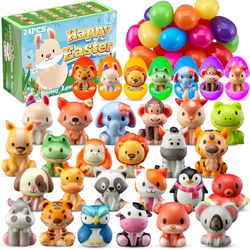 Prefilled egg squishy hunt set twenty four eggs with animal toys