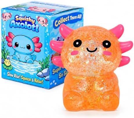 Tangerine orange sitting axolotl squishy soft squeeze toy