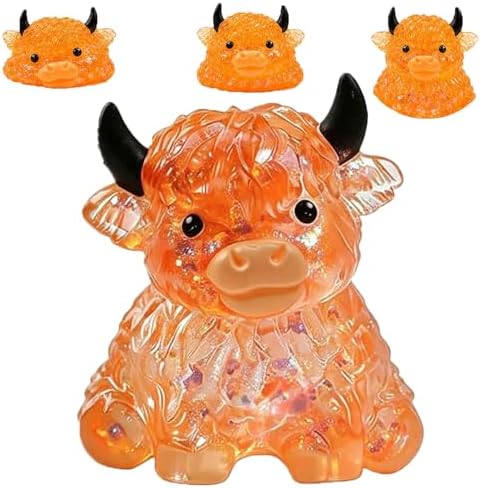Kawaii orange glitter crystal slow rising cow squishy toy