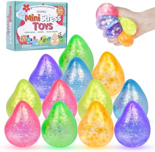 Glitter mini mesh squishy ball 12 pack party fidget toy