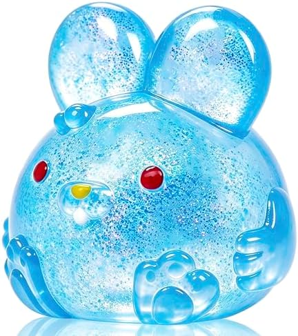 Big blue glitter jelly bunny squishy squeeze toy