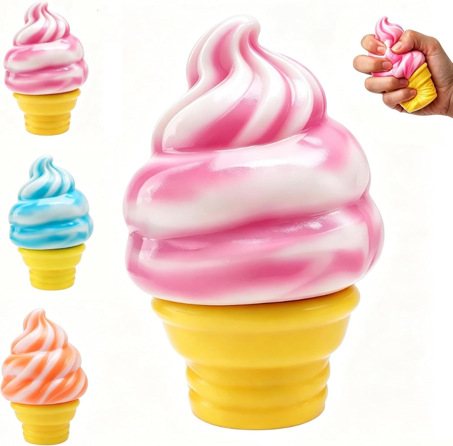 Kawaii pink soft serve cone ice cream squishy toy