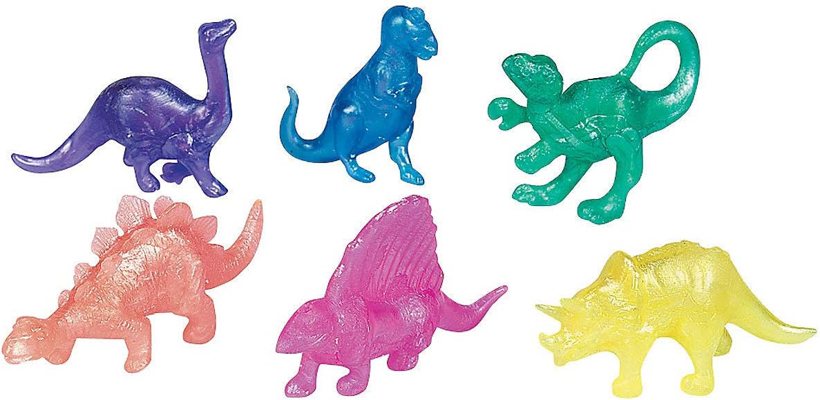 6 pack pearl glitter dinosaur squishy squeeze toys