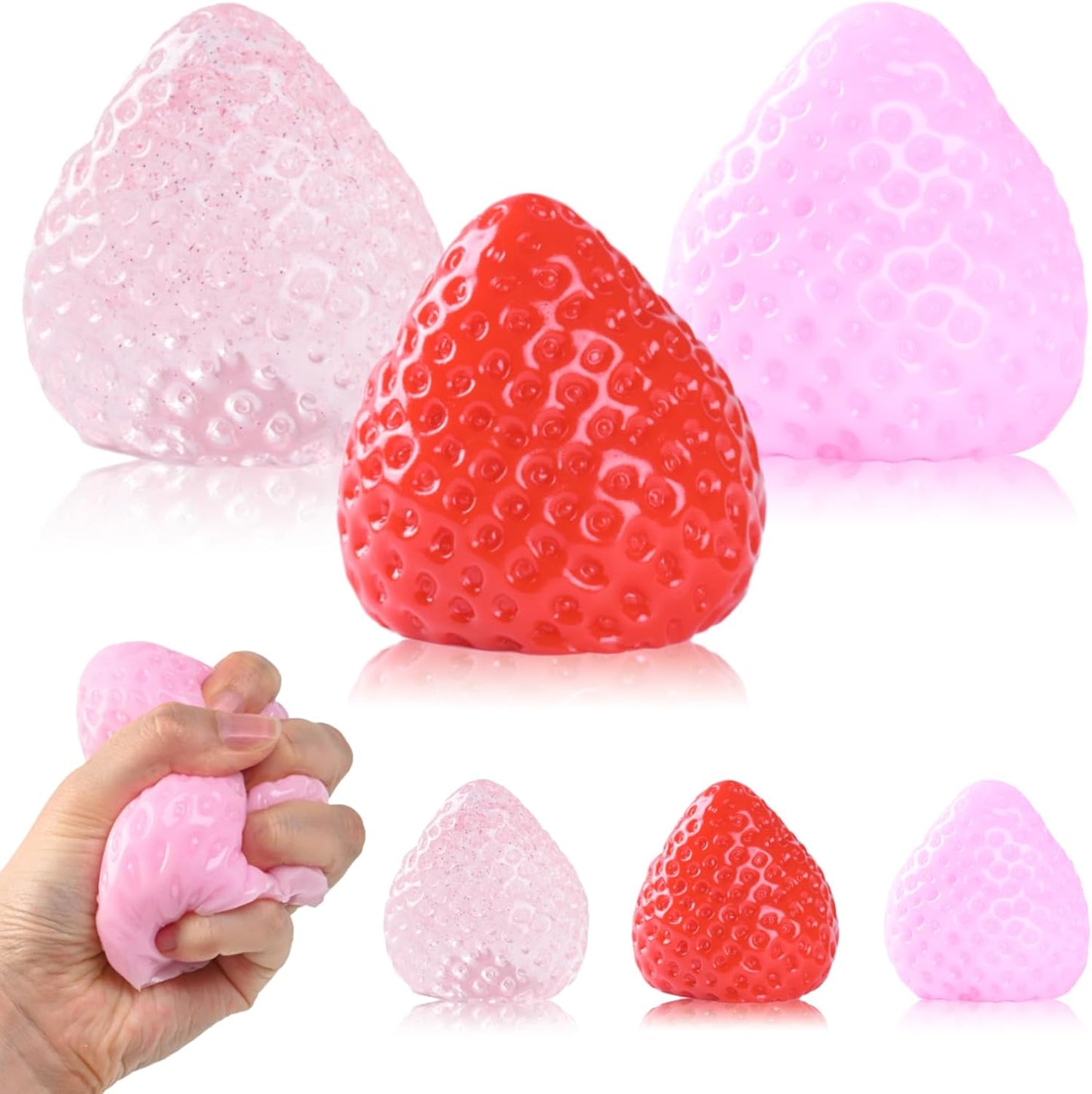 Strawberry mochi squishy squeeze balls