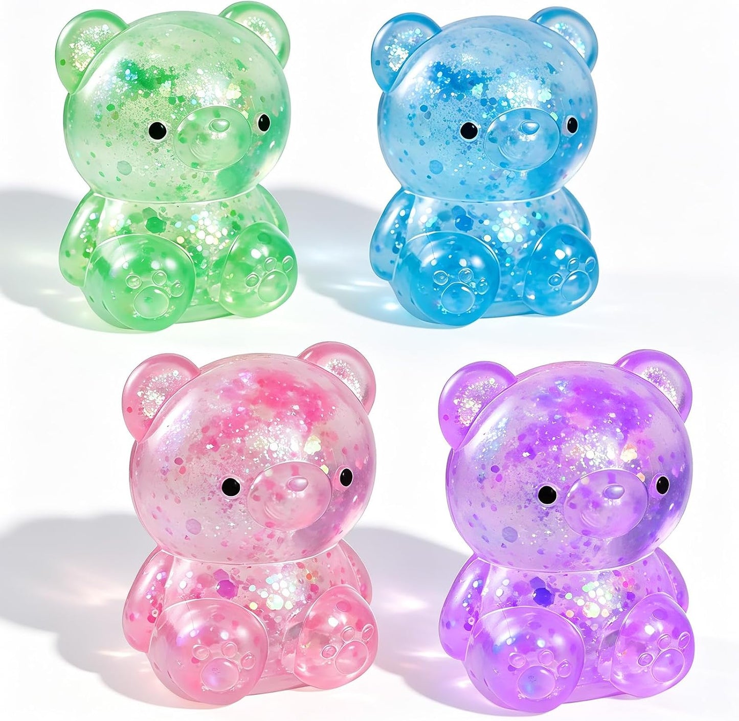 4 pack glitter bear squishy sparkly slow rising squeeze toys