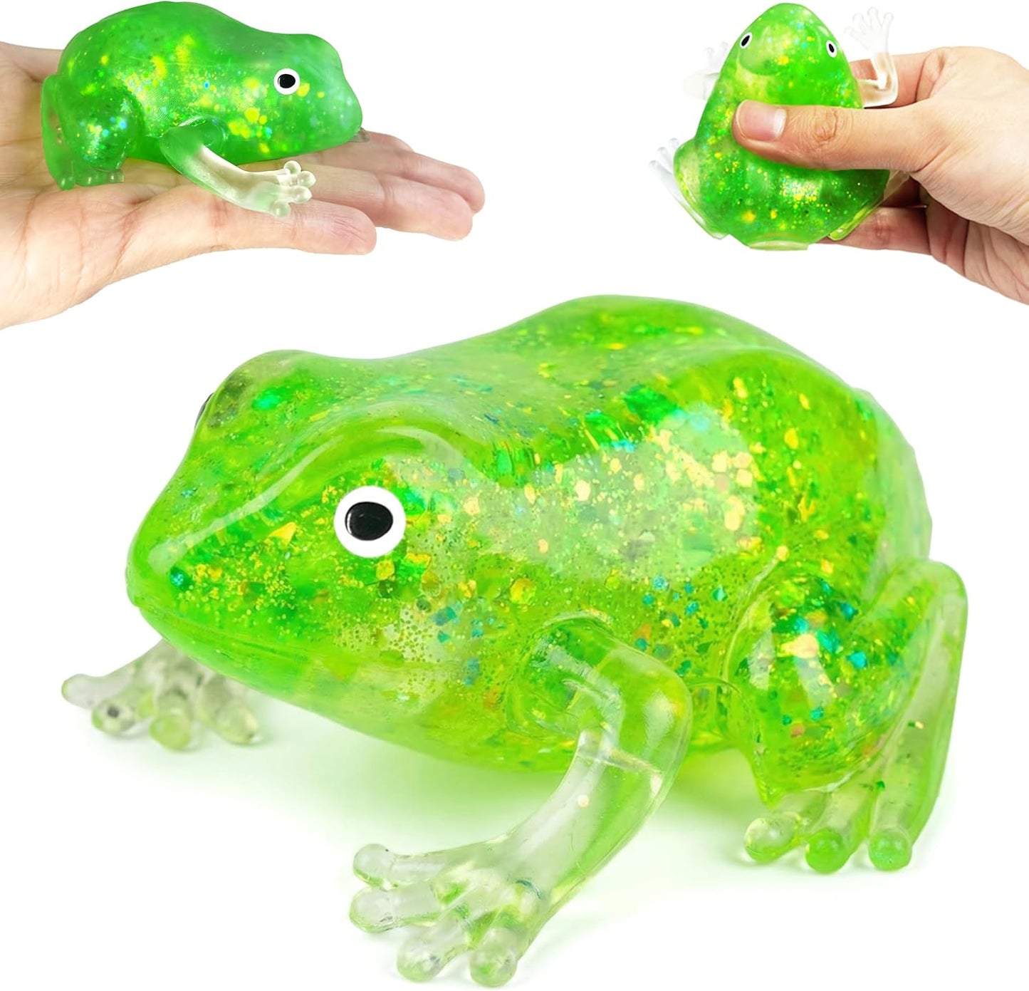 Green glitter frog squishy slow rising stress relief toy