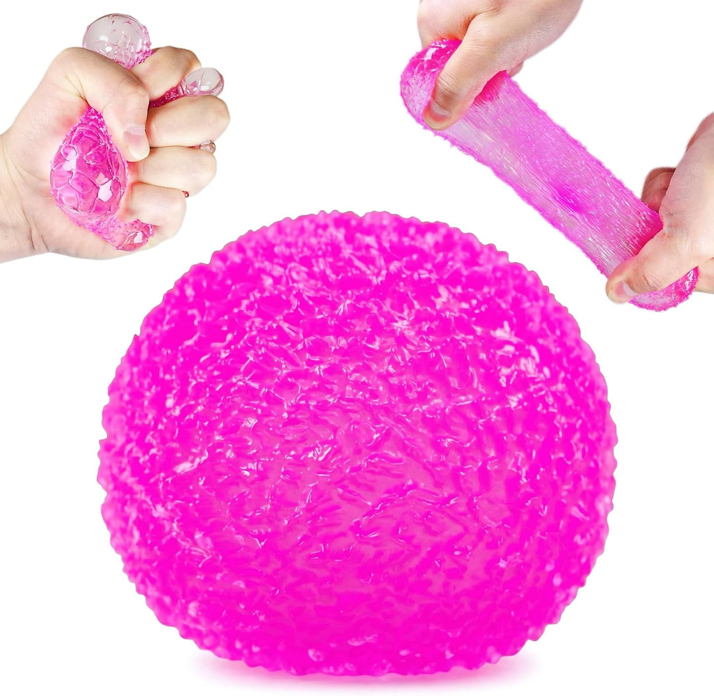 crunchy gel ball squishy pink crystal squeeze stress ball