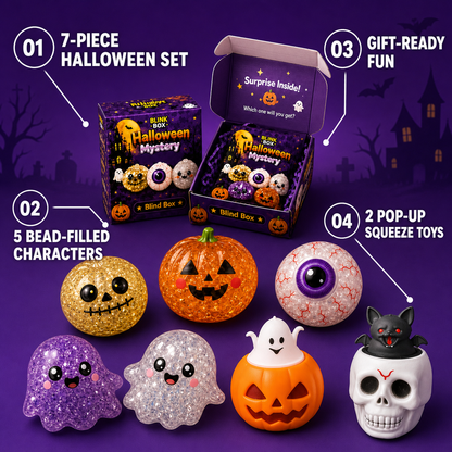 Halloween squishy 7-piece set features and included toys