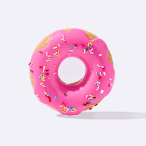 Fuchsia pink frosted donut squishy with sprinkles