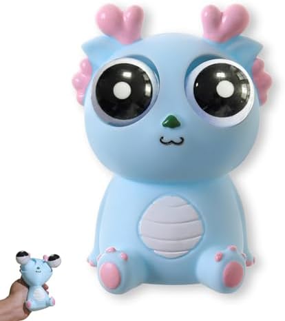 Blue pop-out eyeball squishy dragon squeeze toy