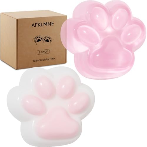 Two pink cat paw squishies clear and pastel
