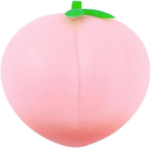 Soft peach squishy slow rising squeeze stress relief toy with green leaf