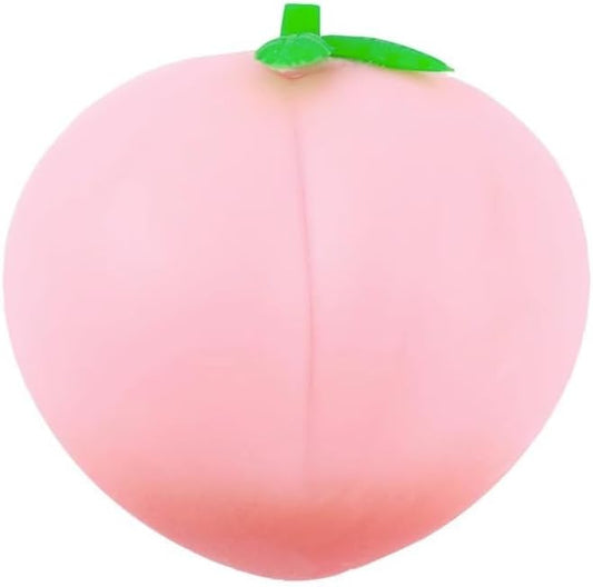 Soft peach squishy slow rising squeeze stress relief toy with green leaf