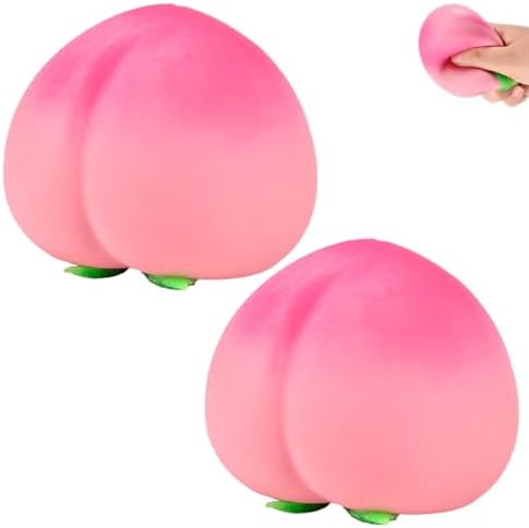 Mochi peach squishy two soft pink peaches slow rising sensory 2 pack